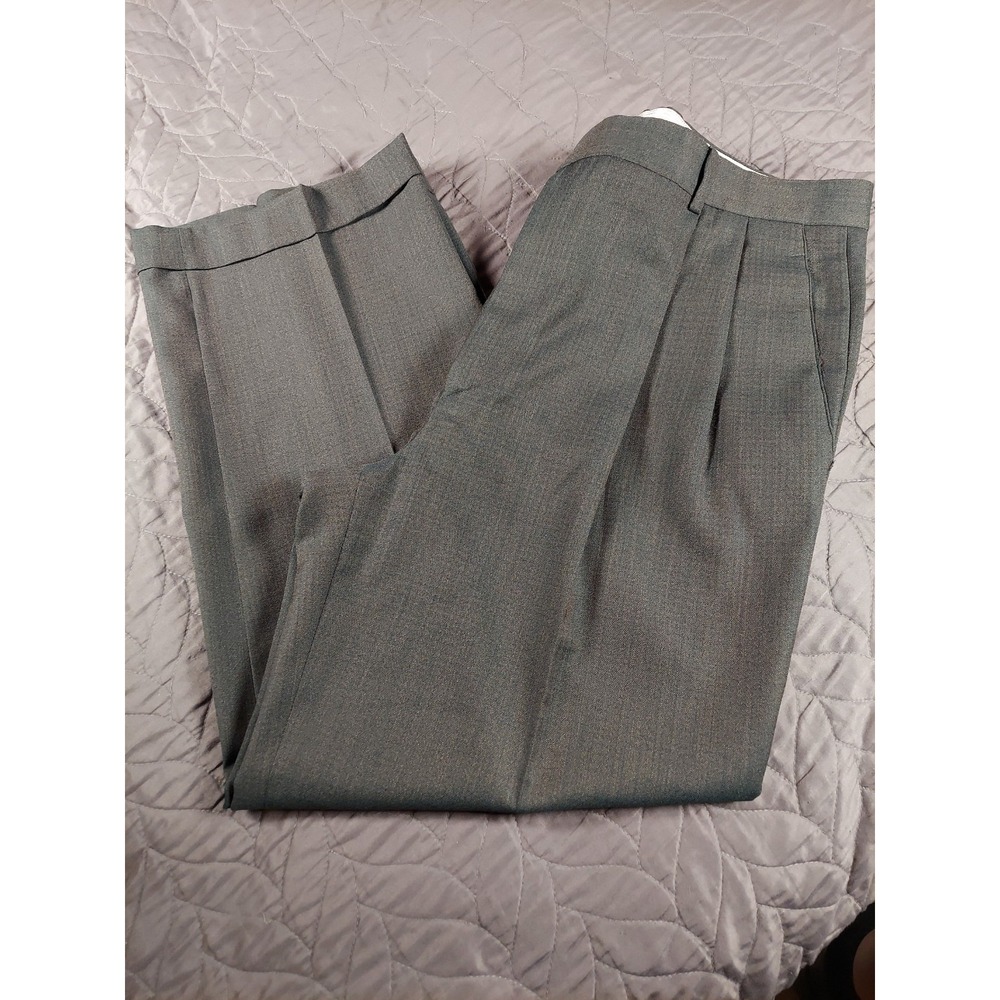Zanella Mens Gray Wool Pleated Dress Pants Size 38 Formal Business Italy